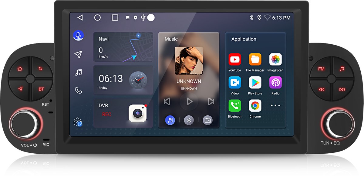 Hexinex Quad-Core autoradio Geschikt voor Fiat Panda (2013-2020) - Draadloos CarPlay, Android Auto, multimediaspeler, 2GB+64GB