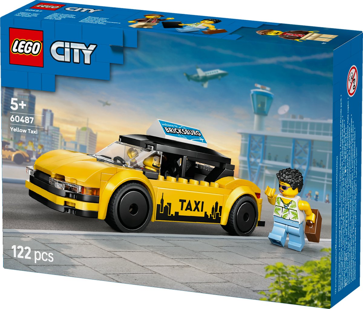 LEGO® City Gele Taxi - Modelautobouwset met 2 Minifiguren - Klassieke Speelgoedtaxi - 60487 — afbeelding 14