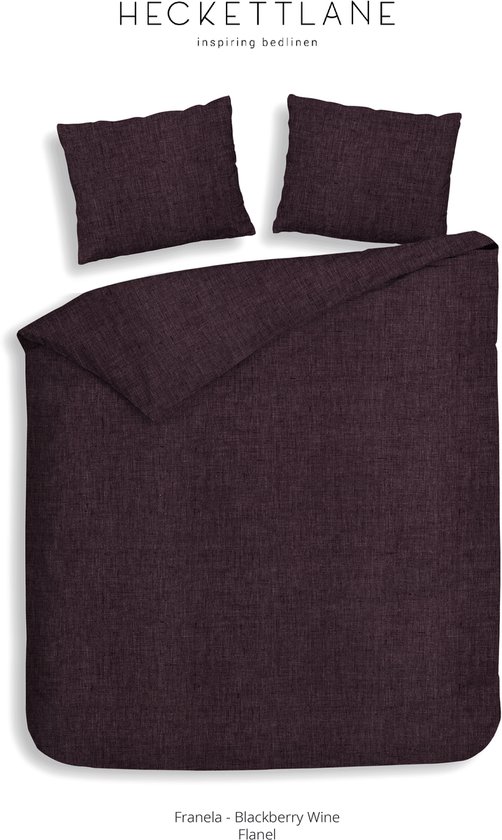 Heckettlane Dekbedovertrek Franela - Effen Bedlinnen - 240x200-220 cm - Lits-Jumeaux - Paars - Dekbedovertrek van 100% Katoen-Flanel