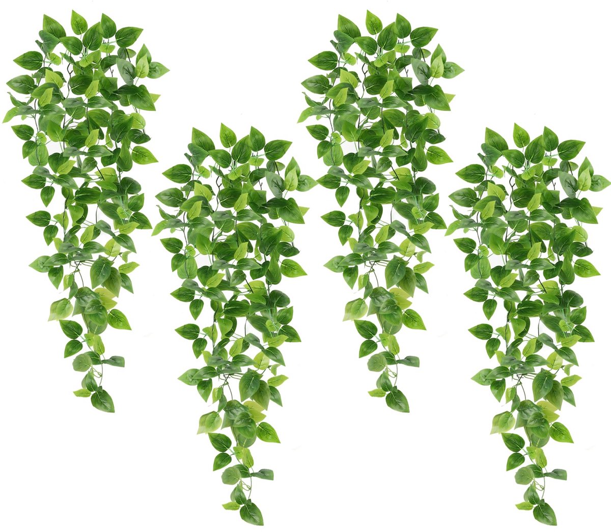 Unyqoos Set van vier groene kunstplanten voor binnen- en buitendecoratie