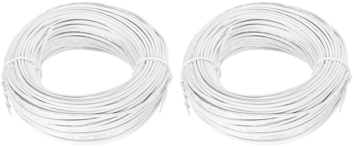 Cosensi - Witte PVC aansluitdraad van 30 meter, geschikt voor interne verbindingen met 22AWG vertind koperdraad
