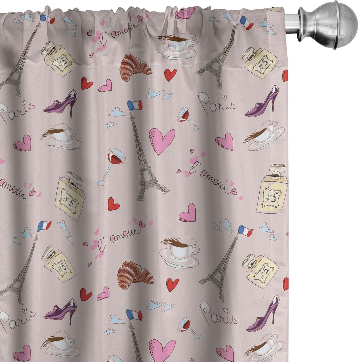 ABAKUHAUS Paris – Raamdecoratie – 2x75x175 cm – Mikrofaser, Halfdonker, Roze