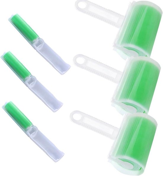 Cosensi - Herbruikbare Pluisroller Set van 6 in 2 Maten - Wasbare Pluisverwijderaar - Accessoires in Groen kleur