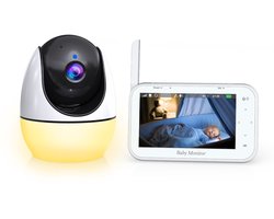 Namajunas - Babyfoon met camera - Baby monitor - Baby camera - 4.3 inch IPS-scherm - Full HD Resolutie - Temperatuursensor - Nachtlampje - Nachtzicht - Video Opname Met uw SD kaart - Zonder Wifi en App - PTZ, VOX-modus, Tweewegs-audio, 8 slaapliedjes