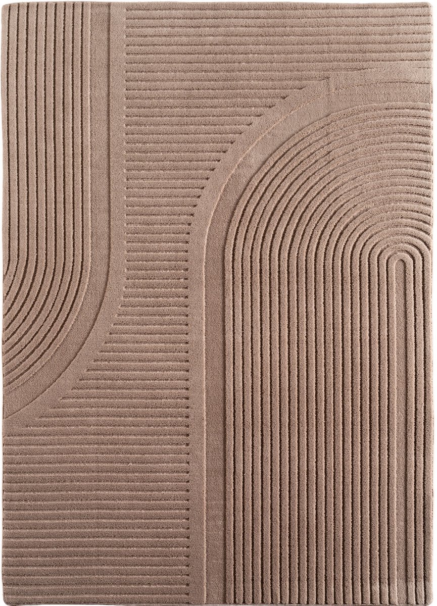 Muratap Japandi Vloerkleed Pompei - Hoogpolig - Scandinavisch Design - 3D-Effect - Beige- 140x200 CM