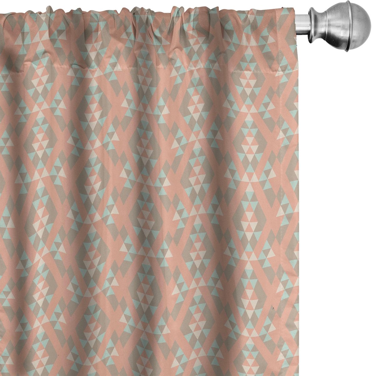 ABAKUHAUS Geometrische gordijnen – 2-delige set 75×245 cm – microvezel zalmgroen Lachs Mandel Groen