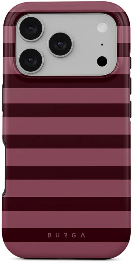 Burgu hoesje met donkerrode en roze strepen voor iPhone 14 Pro Max