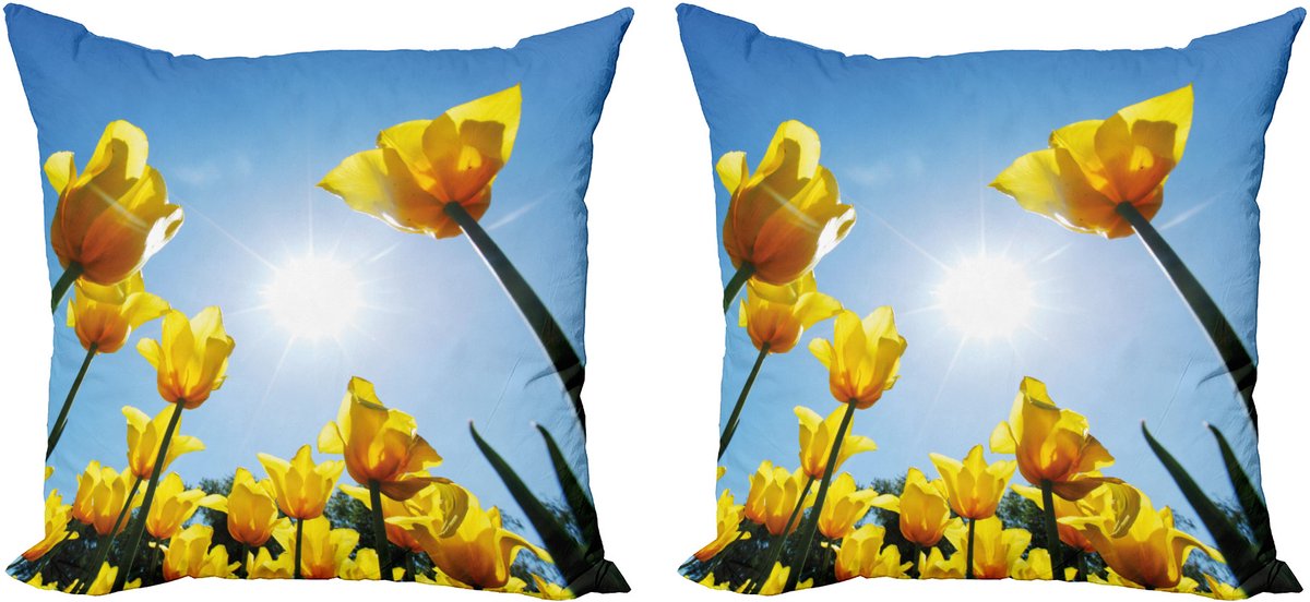 ABAKUHAUS Tulp – kussenhoes 40x40 cm – 2-pack – dubbelzijdig bedrukt Groen