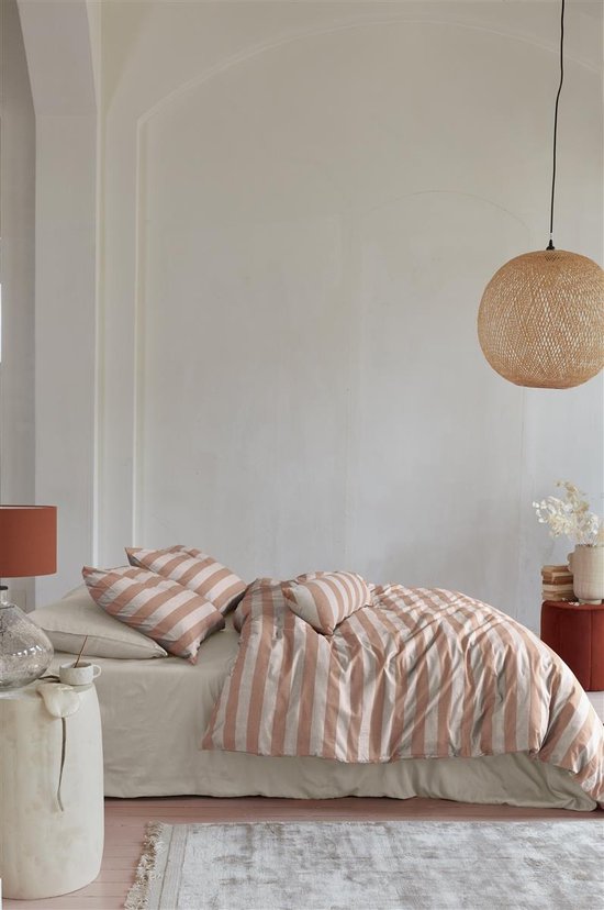 Vtwonen - Bold Stripe dekbedovertrek - Lits-Jumeaux - 240x200/220cm - Pastelroze van Merkloos — afbeelding 4