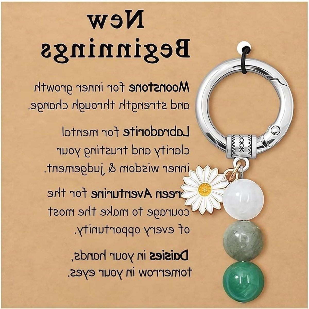Cosensi - Natuurlijke Kristallen Sleutelhanger voor Vrouwen - Symbool van Nieuwe Start - Verlicht Angst - Afstudeercadeau