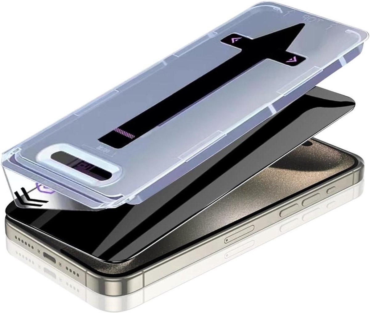 Cosensi - Privacy gehard glas met automatische stofverwijdering voor iPhone 15 Pro Max