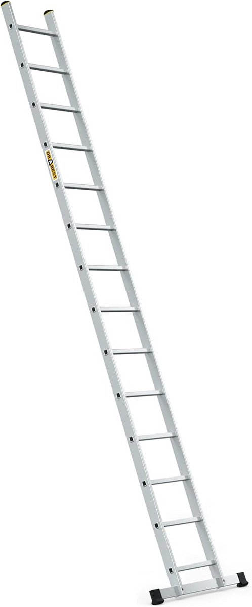 Professionele Aluminium Steekladder 14 Treden - Lichtgewicht & Stevig - Max. 150 kg Belasting - Inclusief Ladderhaak