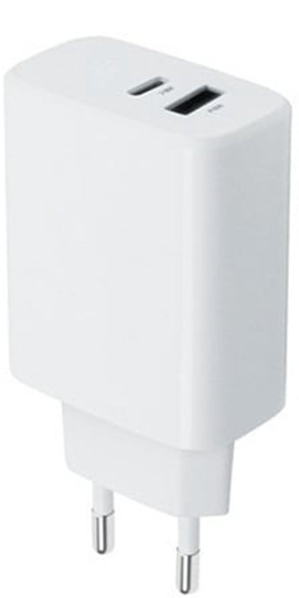 OneOne 25W super snellader met 2 poorten. Witte oplader met USB C en USB A. PD en Quick Charge lader adapter past op Samsung Galaxy Z Fold, F42, M10s, M11, M15, M1, Flip, M22, M23, M55s, M05, M53, M62, Quantum