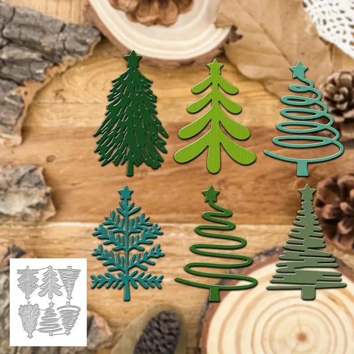 Cosensi - Kerstboom Bloem Blad Snijden Dies voor DIY Scrapbooking & Decoratie met Sterren - Wenskaart Stencils voor Embossing en Papier Scrapbookingcreaties.