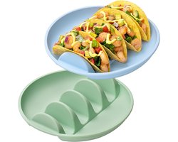 Daity 2-pack - Siliconen taco-trays - 9,76-inch taco-trays met verdelers - geschikt voor zachte en harde taco's - antislipontwerp - vaatwasser- en magnetronbestendig