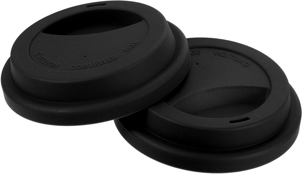 Cosensi - Herbruikbare siliconen deksels voor kopjes zwart - Set van 2