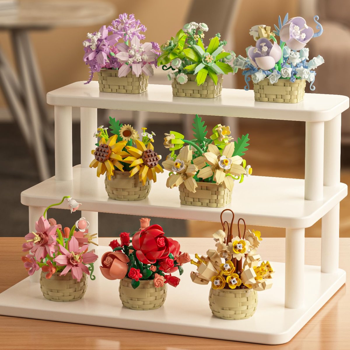 Namajunas - Mini Kunstbloemen Bloemenmand - Bouwsets Volwassenen - Botanical Flowers Collection - Botanical Bloemen - Bouwsets - Roze Oosterse Lelie - Niet geschikt voor LEGO - Decoratie voor Huis, Cadeau, Kerst, Pasen, Valentijnsdag — cadeau in Spellen & Speelgoed - foto 4