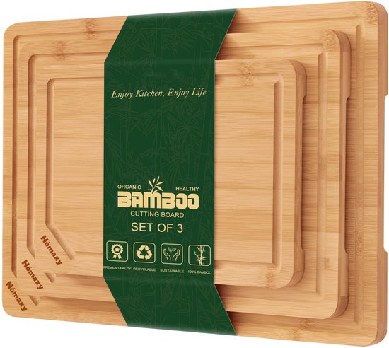 Smiry Snijplankenset - 3 stuks - Snijplanken bamboe - Snijplank hout - Keukenplanken（30.5x20.5/38x25.5/44.5x30.5cm）