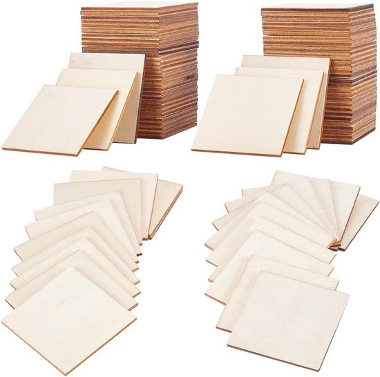 6 stuks onafgewerkte houten blokken voor ambachten, rechthoekige houten