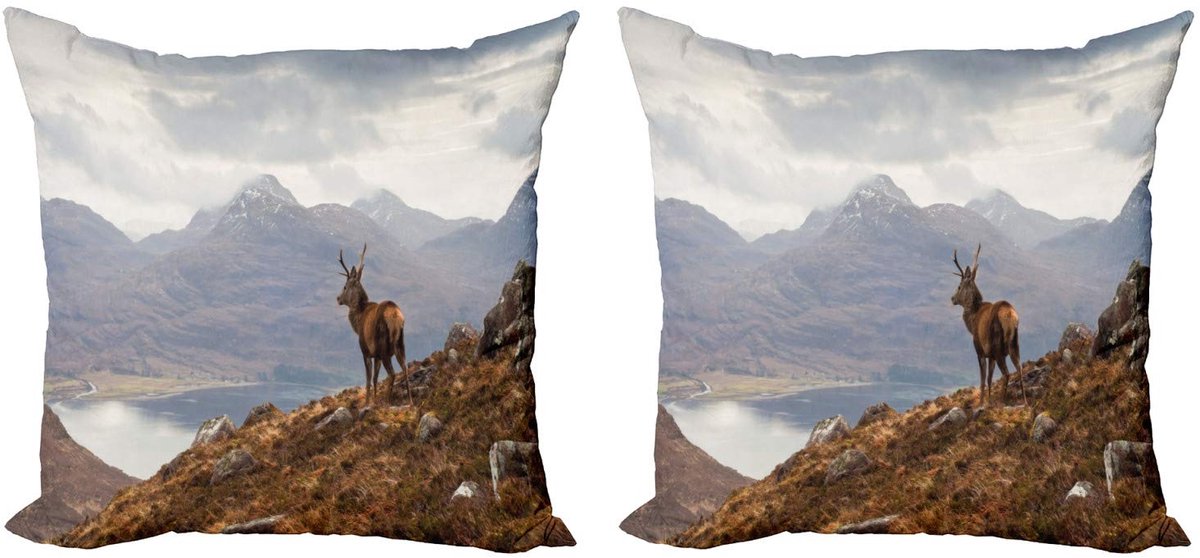 ABAKUHAUS Hert kussenhoes 40x40 cm – Dubbelzijdig – Bruin/Wit Bruin wit