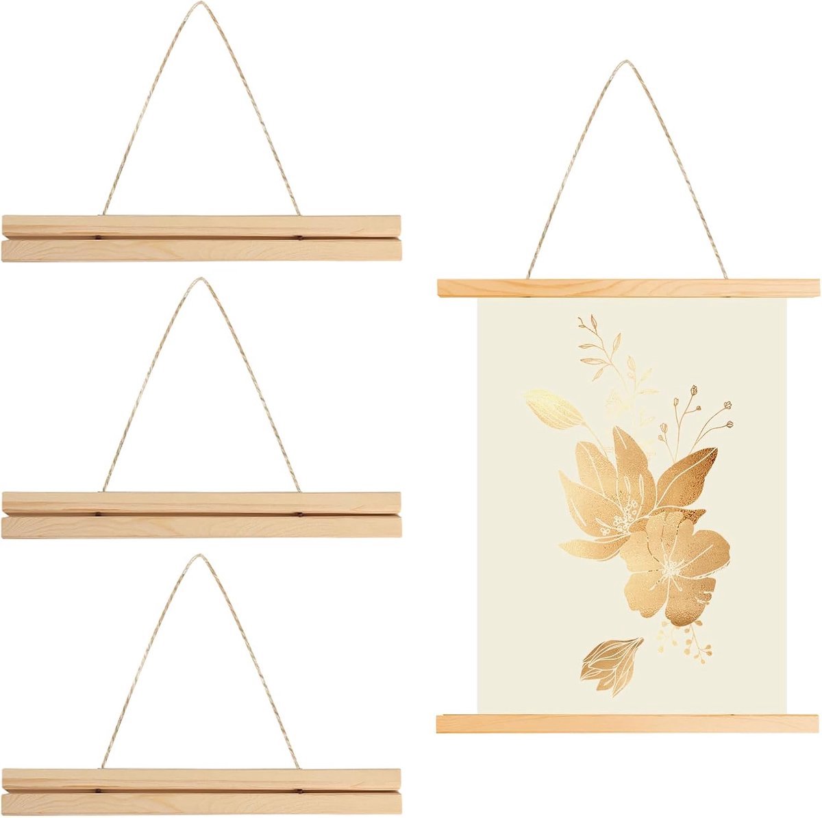 Stunq® Drie Magnetische Houten Posterhouders - Geschikt voor Foto's en Kunst