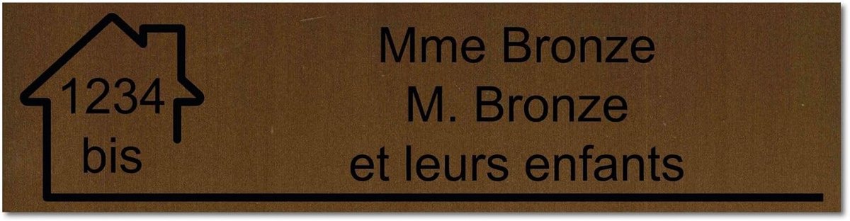 Gegraveerd Plaatje voor Naam en Huisnummer - Gepersonaliseerd, 10 x 2,5 cm, Bronskleurig