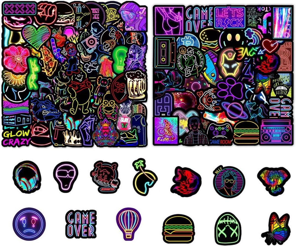 200 Neon Grappige Stickers - Waterdichte Vinyl Stickers voor Laptop, Telefoon, Koffer & Meer