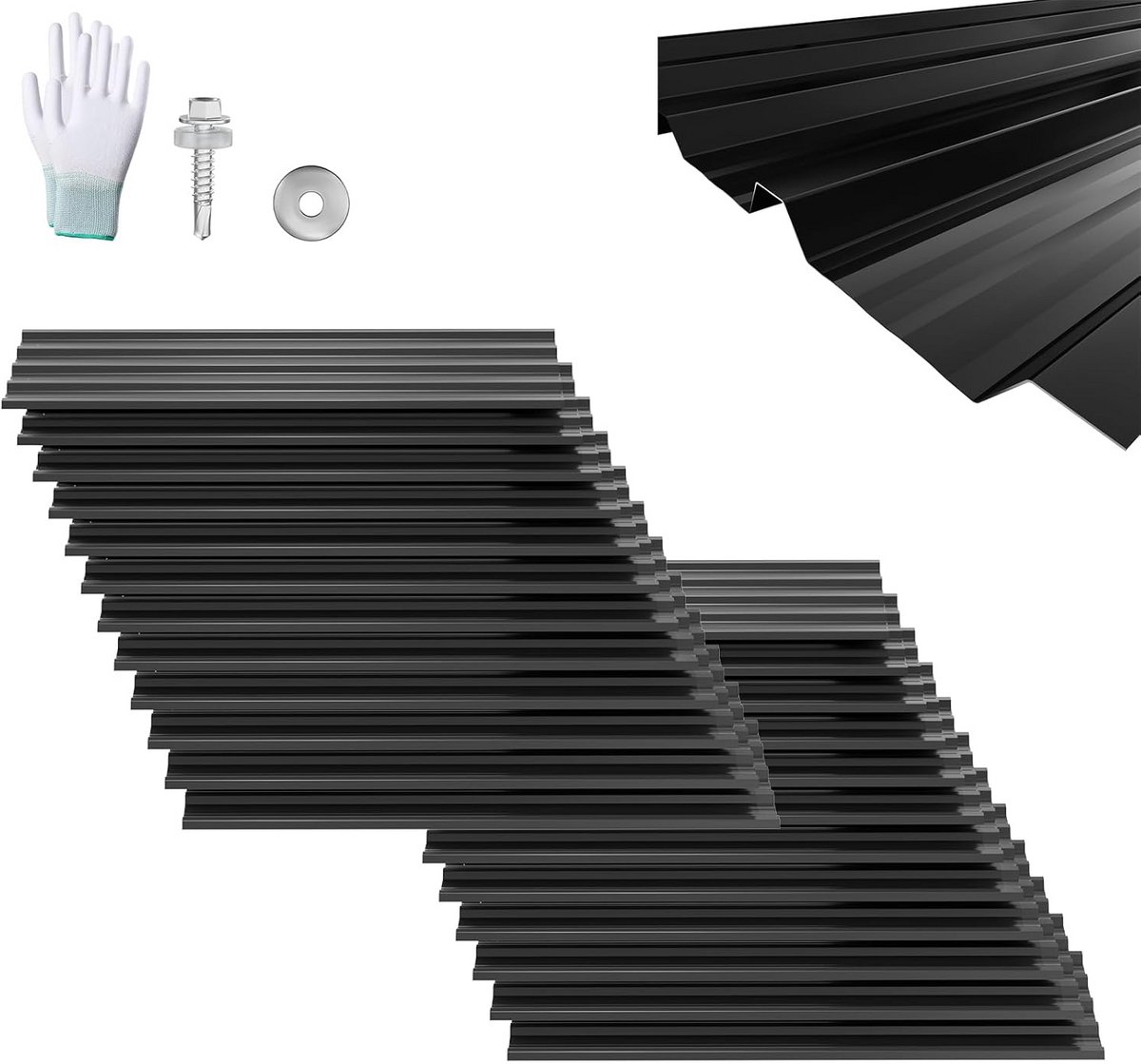 24x Trapezium Platen Set - 14m² Gegalvaniseerd Dakpanprofiel - Anticondens en Waterdicht