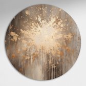 Stralende Gouden Muurcirkel - Luxe Muurcirkel 100x100 cm op Dibond - Sfeervolle Wanddecoratie voor Woonkamer & Slaapkamer