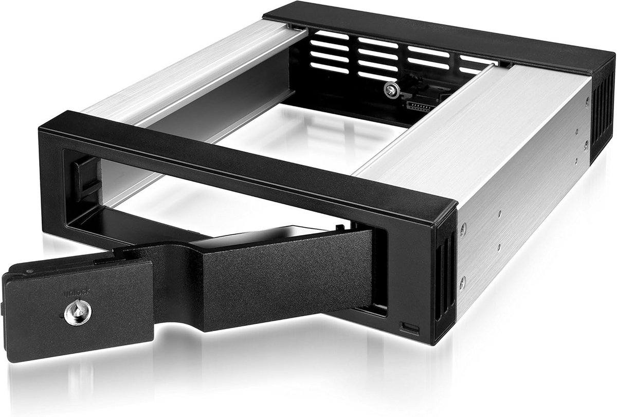 Verwisselbaar Schijfkooi voor 3.5 inch SATA HDD in 5.25 inch Bay - Vergrendelbaar en Hot Swap