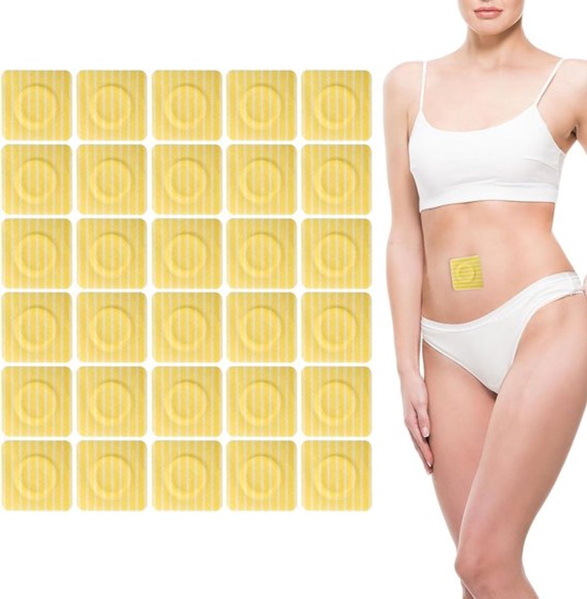 Castorolie-Pakking voor Navel 30 stuks - 6x6cm - Zelfklevend - Streep - Absorberend - Biologisch - Komprespleisters - Niet Wassen - Olie Niet Inbegrepen.