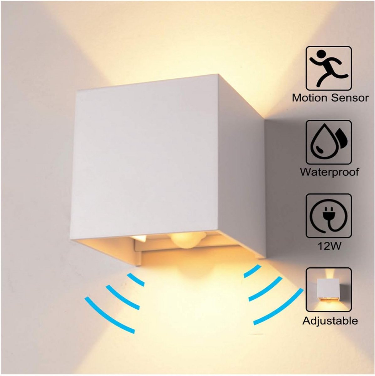 Waterdichte Buiten Wandlamp met Bewegingssensor en Instelbare Lichtbundel