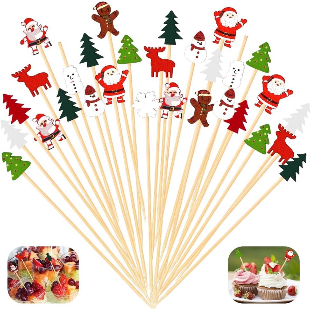 200 Houten Cocktailprikkers - 12,8 cm Cocktailspiesjes voor Hapjes, Fruit en Drankjes