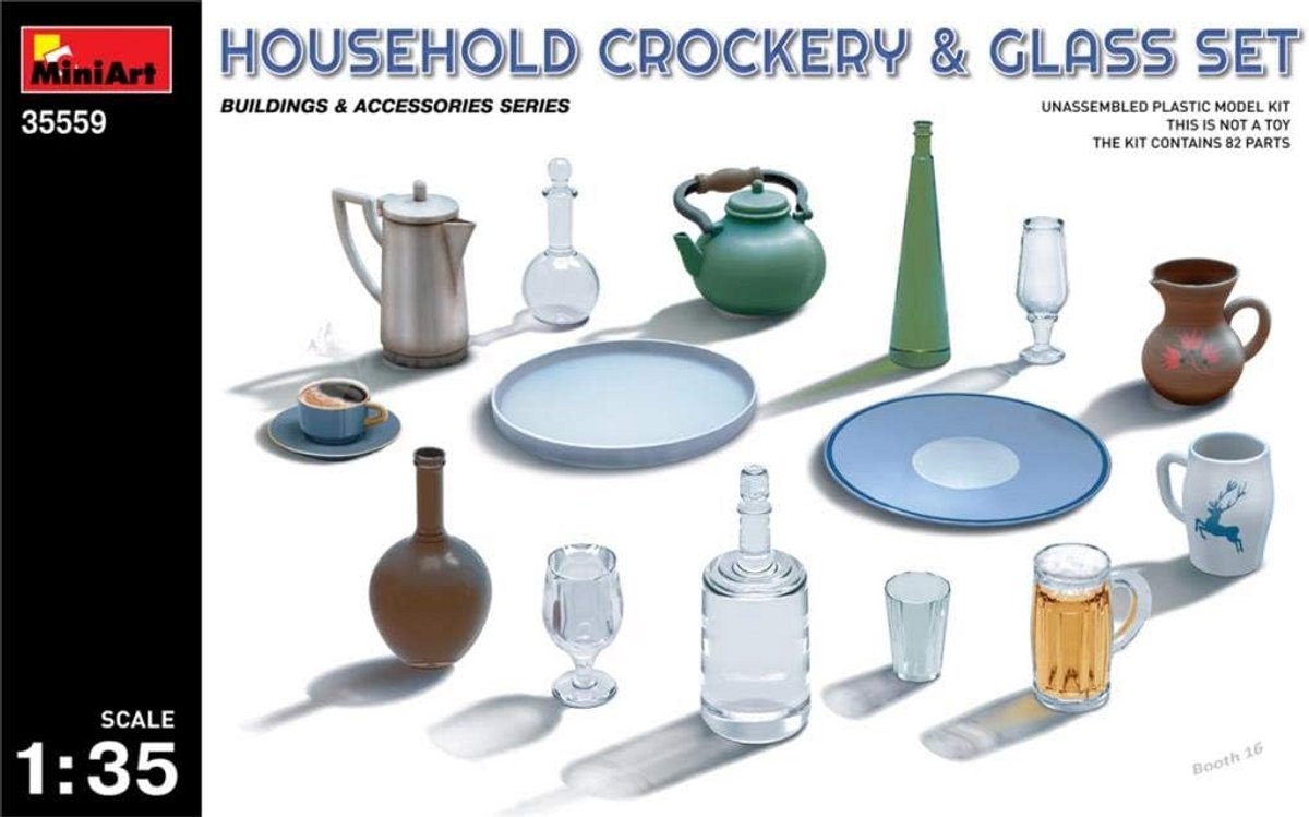 Modelbouw Accessoires Set Servies en Glaswerk voor Diorama's
