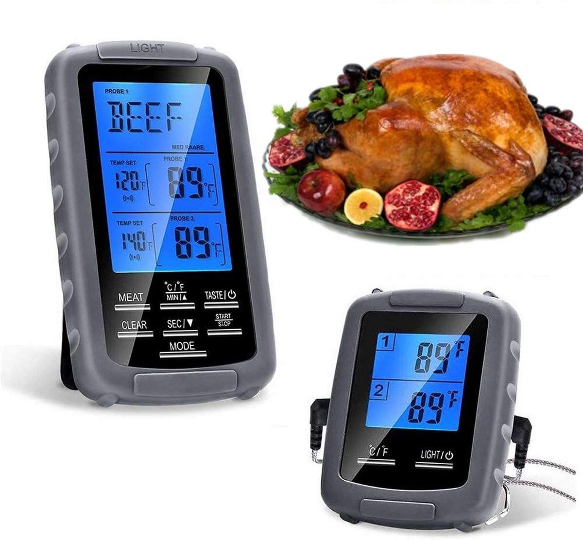 Draadloze BBQ Vleesthermometer met Dubbele Probe voor Grill en Oven