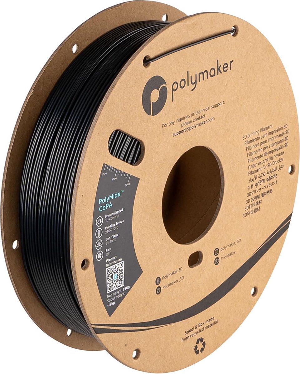 Nylon CoPA 6/6-6 zwart Filament - 1,75mm - 750g voor 3D Printen