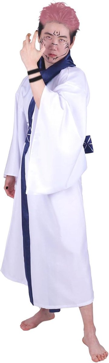 Kimono Cosplay Kostuum voor Jujutsu Kaisen Fans | Inclusief Gezichtstattoo | Maten S - XL