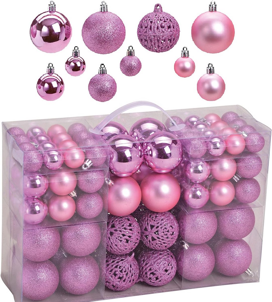 Grote Set Kerstballen Kunststof - 50 of 100 Stuks in 23 Verschillende Kleuren - Kerstboomversiering – foto 2