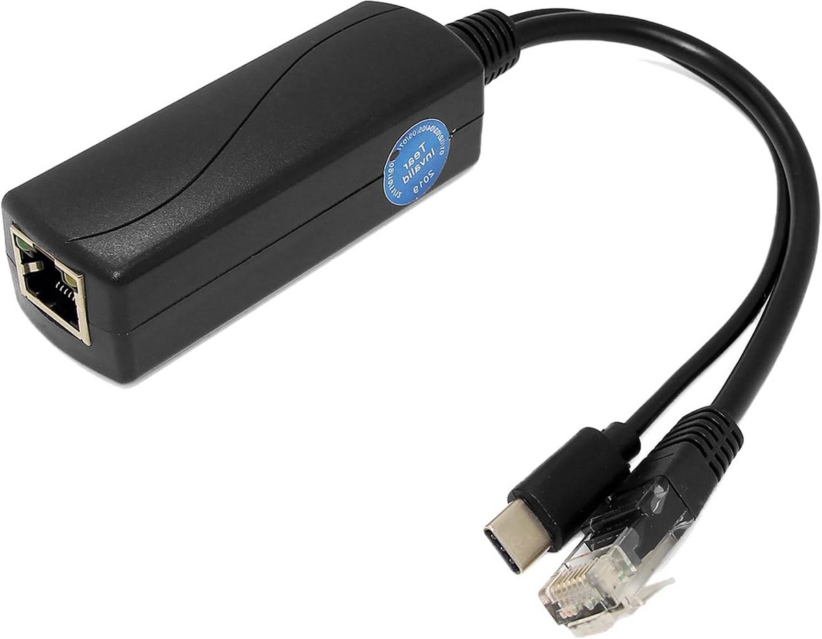 2.5G PoE Splitter Type-C Adapter | 48V PoE naar USB-C 12W Oplader | 2.5Gbps Ethernet | Plug & Play voor Smart Home
