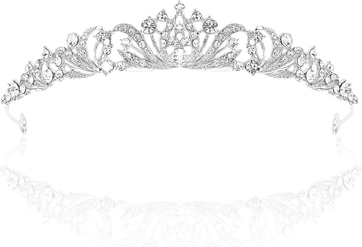 Elegante Zilveren Strass Kroon voor Dames en Meisjes - Kristallen Diadeem voor Bruiloft, Feest of Gala