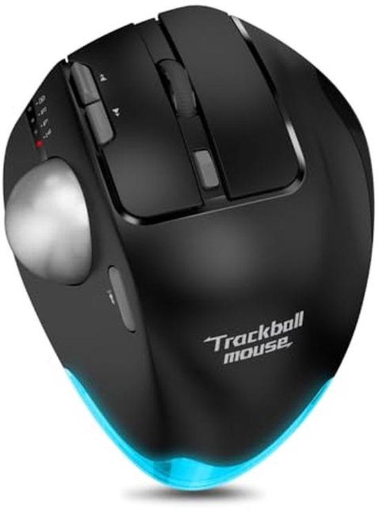 Draadloze Trackball-muis – Bluetooth + 2,4G, Oplaadbaar, Duimbediening, 4800 DPI, 8 Knoppen, Schakelt Tussen 3 Apparaten, Ergonomisch, Voor Laptop, Pc En Tablet