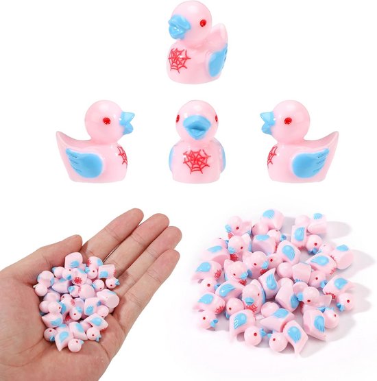 120 Stuks Paarse Mini-eendjes Van Hars – Schattige Miniatuurdecoratie Voor Poppenhuizen, Terraria En Microlandschappen