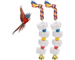 Chewing Toys voor Vogels - 2pcs Papegaai Kooi Bijt Speelgoed - Vogel Snavel Slijpen Steen Hangend Speelgoed voor Kleine Papegaaien en Vogels