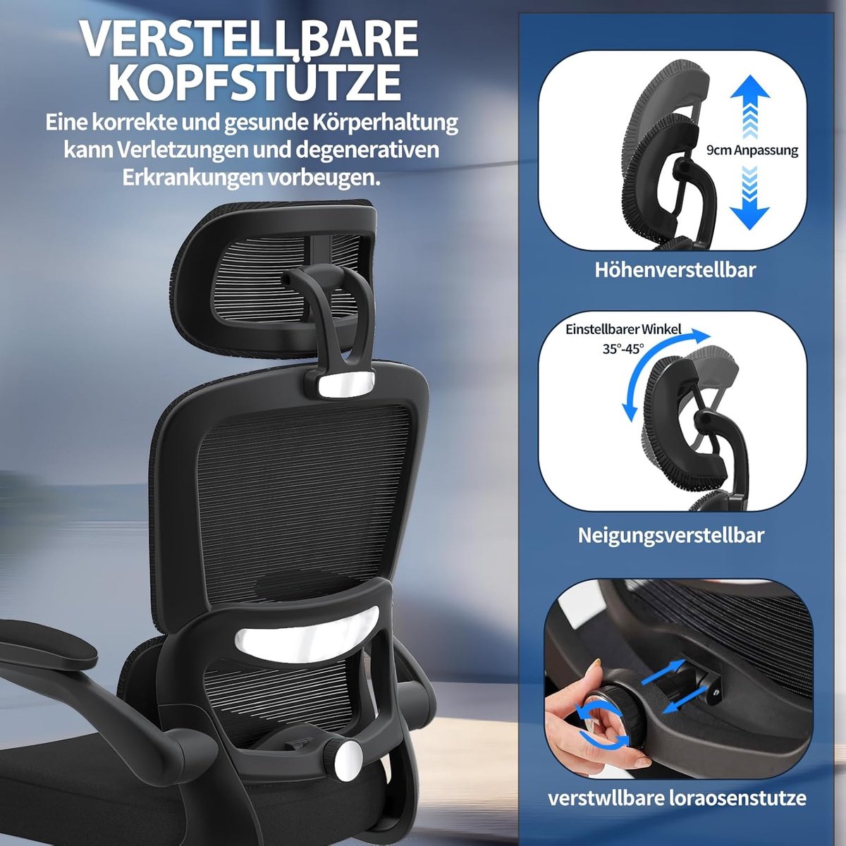Ergonomische Bureaustoel voor Grote Mensen - Zwart - Grote Mensen – In Hoogte - Medahomestore