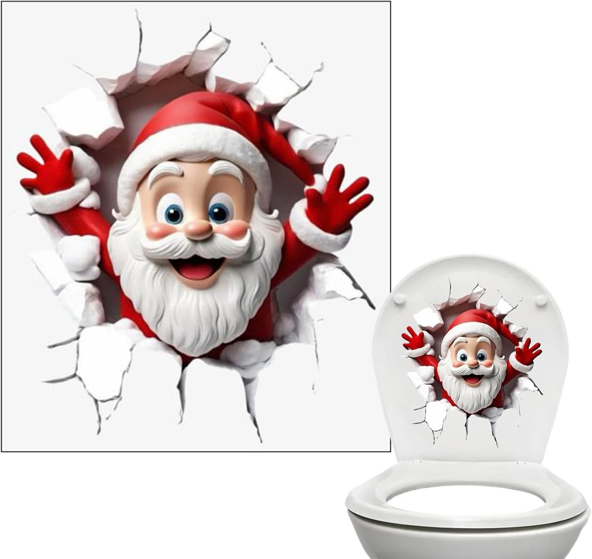 Kerststicker voor toiletbril - Muurbrekend ontwerp van de Kerstman | Waterdichte PVC-vakantiesticker, grappige badkamerdecoratie voor thuis, feestelijk kerstfeest, winterdecoratie