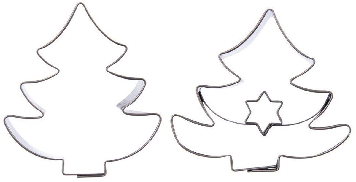 Orion - RVS Koekjesvorm Kerstboom - 4,5 cm - Set van 2