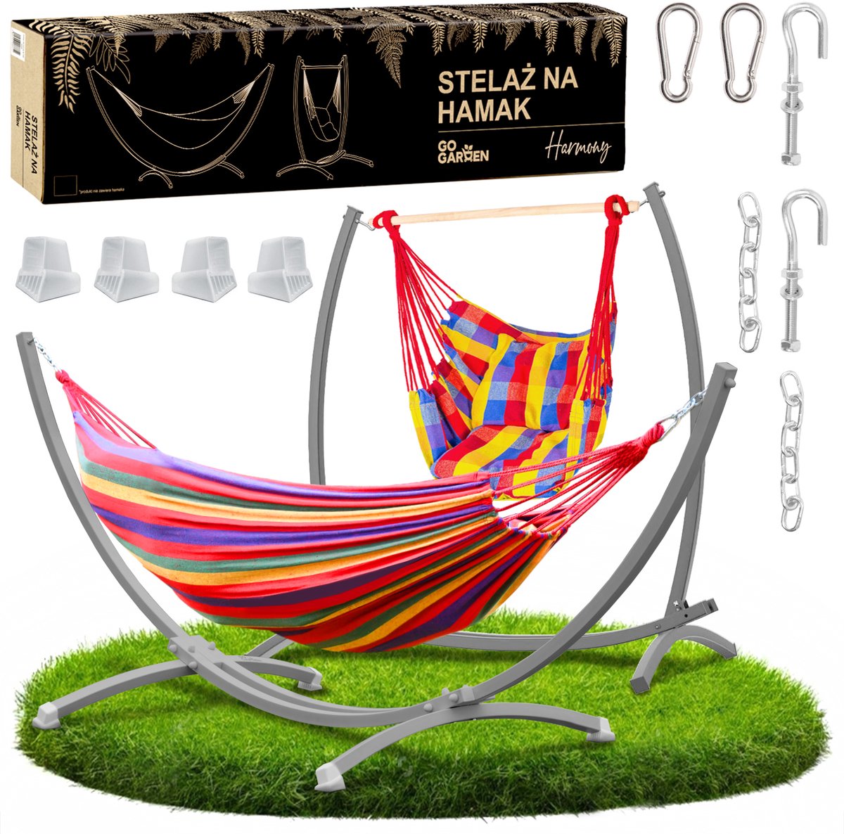GoGarden Harmonia Duo - Tuin Hangmat met Standaard - Grijs - Voor 2 Personen - 250 kg