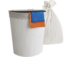 Wasmand opvouwbaar - 80 liter - met waszak - hoekmodel - wit