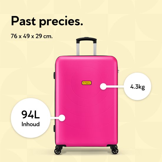 BHPPY Reiskoffer groot 76x49x29cm - Lichtgewicht koffer met 95L inhoud - Reiskoffer met wielen - Veilig cijferslot - Flamingo Pink