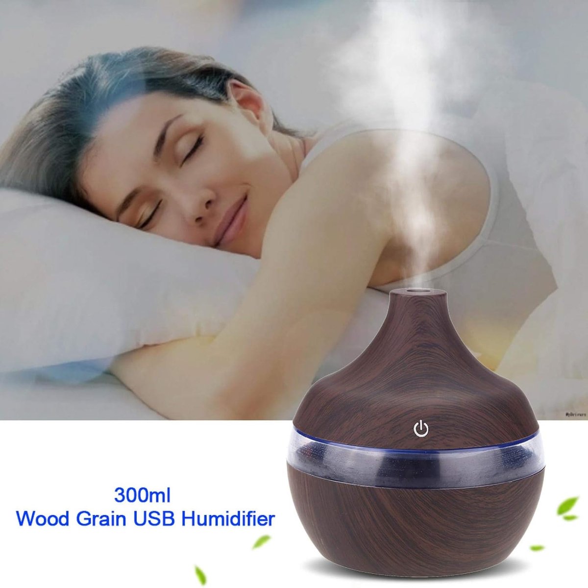 Aroma Cool Mist Diffuser 300ml - Ultrasone Vernevelaar - Etherische Olie Verstuiver - Aromadiffuser - Bevochtiger - Air/Lucht - Aroma Therapie - Verdamper - Geur Verspreider - Luchtbevochtiger - Sfeervolle LED Verlichting - Hout Look — cadeau in Wonen & Interieur - foto 3